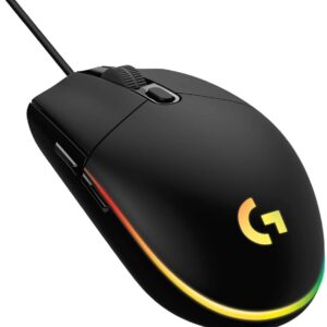 mouse gaming logitech g203 – iluminación rgb lightsync, 8000 dpi, 6 botones programables, negro