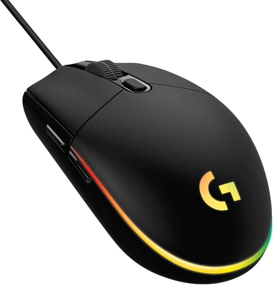 mouse gaming logitech g203 – iluminación rgb lightsync, 8000 dpi, 6 botones programables, negro